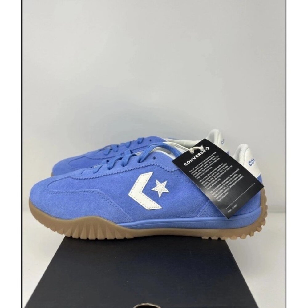 Converse Run Star Trainer Ox Shoes Mens Size 7 Women 8.5 Blue Suede Gum Sole - Picture 5 of 5